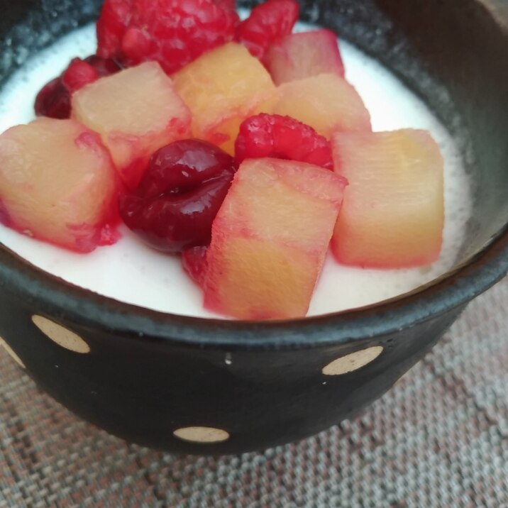 柚子果汁入りヨーグルトの豆乳ミルクゼリー